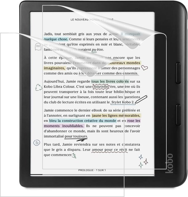 2er-Pack matte Displayschutzfolie für Kobo Libra Color 7 Zoll (2024) und Kobo Libra 2 7 Zoll (2021), PET Anti-Glare, transparent - Bild 1