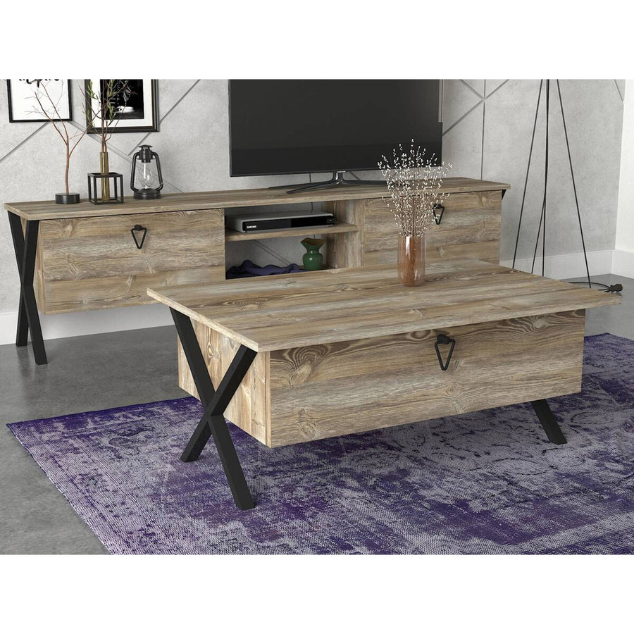 Couchtisch Zeth in Eiche Nachbildung mit Melaminbeschichtung, Braun, B/H/T: 90 x 39 x 60 cm - Bild 3