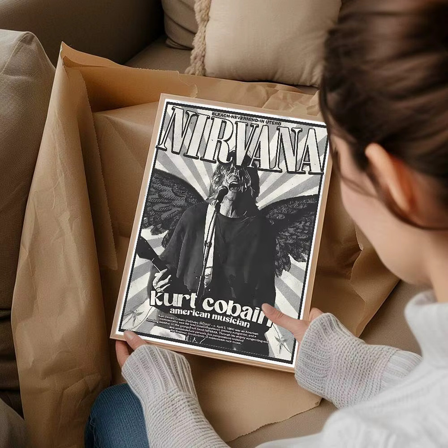 Vintage Nirvana Kurt Cobain Poster von Potdemiel in Whitepaper-Druck als dekoratives Kunstwerk in Multicolor - Bild 4