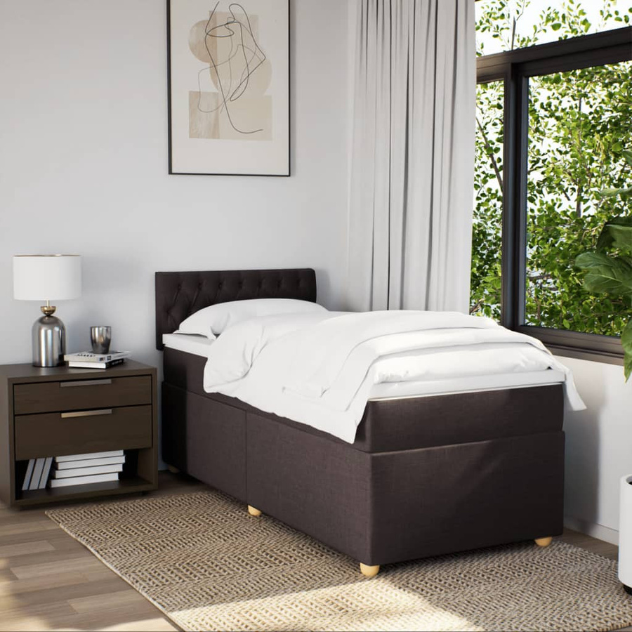 vidaXL Boxspringbett mit Matratze in Braun aus Stoff, Hybrid-Design mit Taschenfederkern, B/T/H: 80 x 200 cm - Bild 4