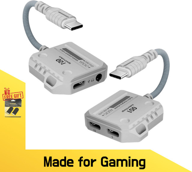 PLEXTONE GS1 USB-C auf 3,5 mm Audio-Adapter mit 60 W Ladefunktion, Farbe: Weiß, kompatibel mit iPad Pro und iPhone 15/16 - Bild 1