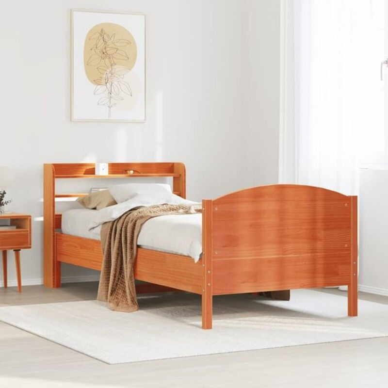 Massivholzbett aus Kiefernholz von vidaxl in Braun, B/T/H: 75 x 190 cm (ohne Matratze) - Bild 1