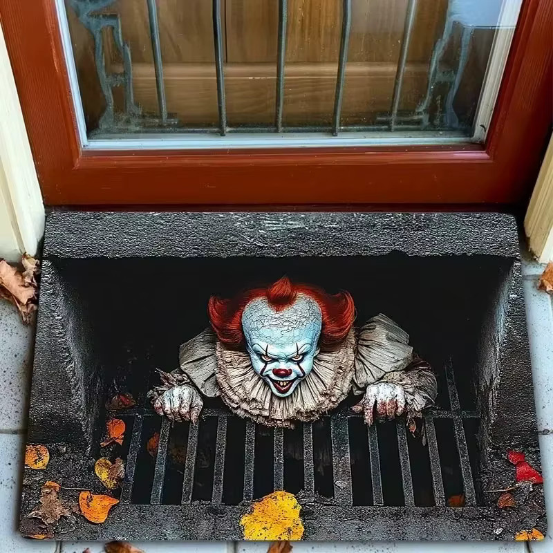 VIKAMA Gruselige Treppen-Illusions-Fußmatte, rutschfester Horror-Teppich für Halloween, B/B/H: 60,0 x 40,0 x 1,0 cm, Mehrfarbig - Bild 1