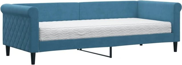 vidaXL Tagesbett mit Matratze in Blau aus Samt mit modernem Design, B/T/H: 80 x 200 x 68 cm - Bild 1