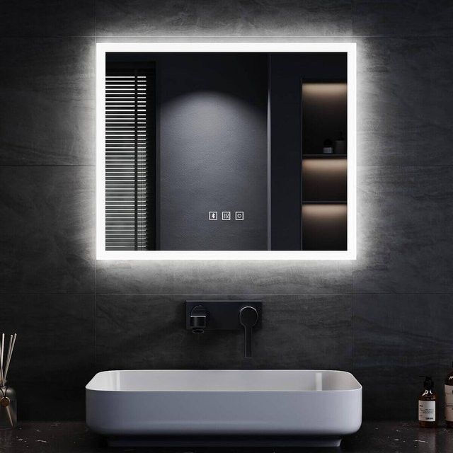 SONNI LED Badspiegel mit Bluetooth Sound und Touchschalter, Weiß, B: 60 cm, H: 50 cm - Bild 1