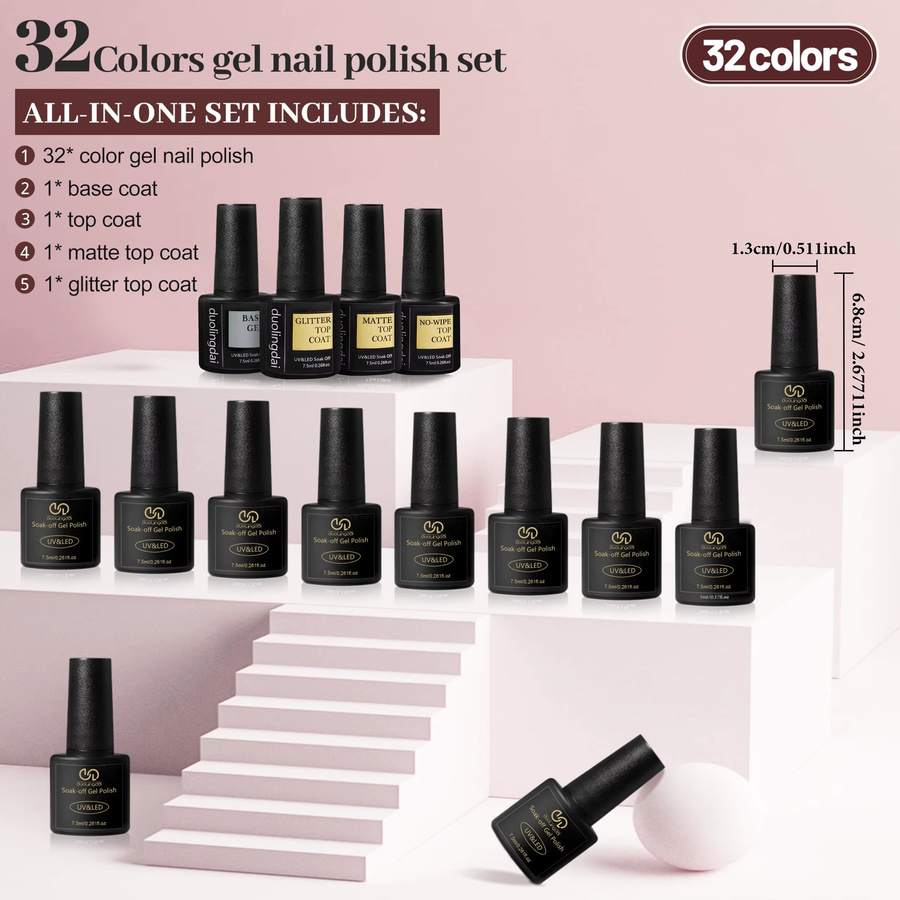 DUOLINGDAI Gel-Nagellack-Set, 36-teilig, glänzend, matt und glitzernd - Bild 3