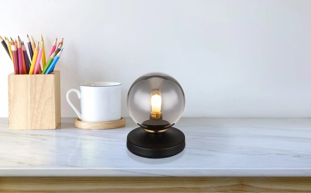 Globo Tischlampe Jorge 1-flammig Schwarz matt mit transparentem Glasschirm - Bild 1