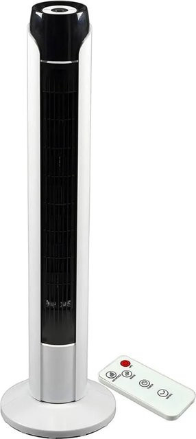 JUNG TVE23 Turmventilator in Weiß und Schwarz mit 45W Leistung, Fernbedienung, LED Display und 75 Grad Oszillation, Höhe: 90 cm - Bild 1