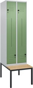 C+P Z-Spind Classic PLUS Sitzbank mit 4 Fächern und Sicherheits-Drehriegel, Sitzfläche aus Buche-Hartholz, B/T/H: 212,0 x 60,0 x 81,5 cm - Bild 1