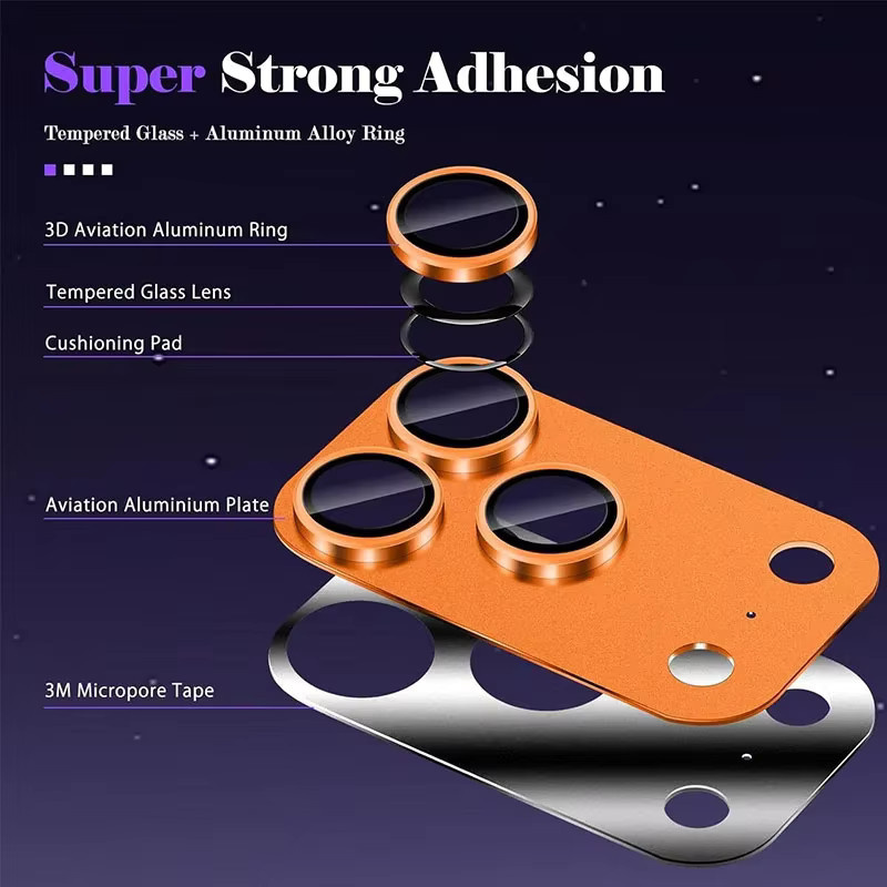 Kameraobjektivschutz aus gehärtetem Metall für iPhone 17 Pro und 17 Pro Max in Silber und Orange - Bild 4