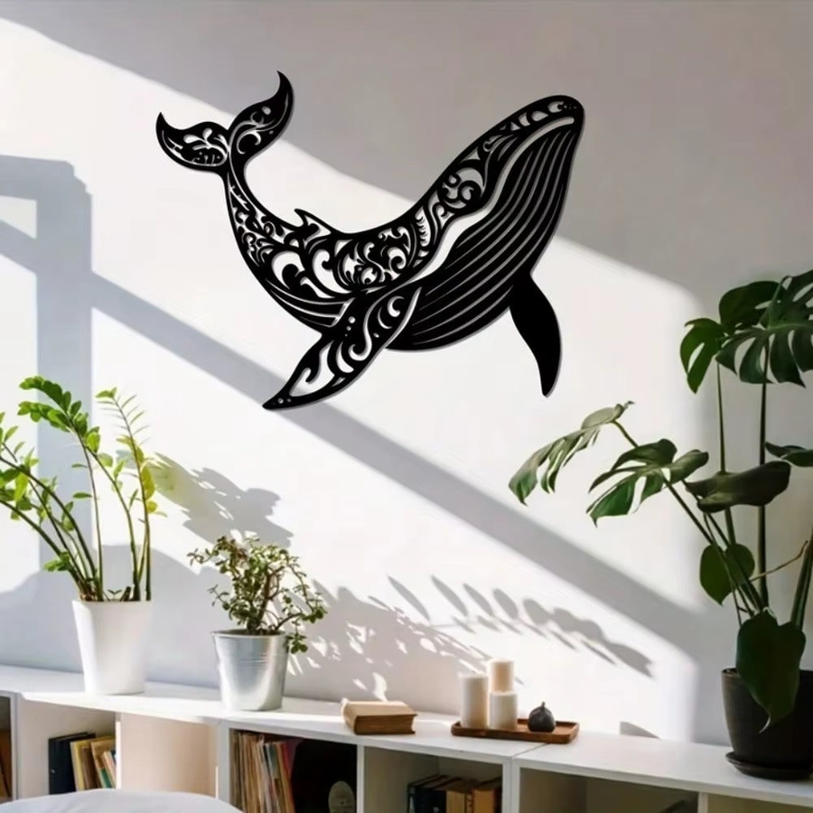 Moderne Metall-Wandkunst Wal von CIFBUY in Schwarz als nautische Eisenskulptur zur Heimdekoration - Bild 6