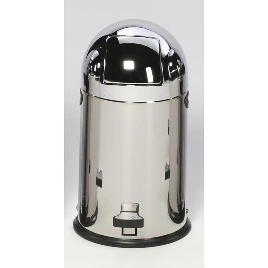 PROREGAL Klassischer Abfallsammler aus Edelstahl in Silber mit Einwurfklappe, Inneneinsatz und Fußpedal, Volumen: 22 Liter, H x B x T: 64 x 40 x 40 cm - Bild 2