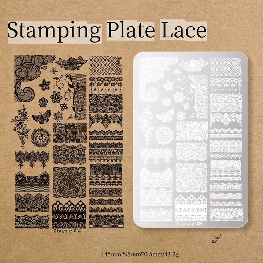 MingLee Nagelkunst Stempelplatte, Edelstahl, 9x15cm, Metallic - Bild 5