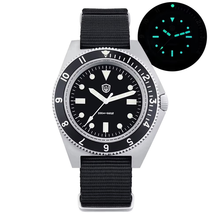 Watchdives Armbanduhr, Quarz, Edelstahl, Schwarz, Saphirglas, Unisex - Bild 6