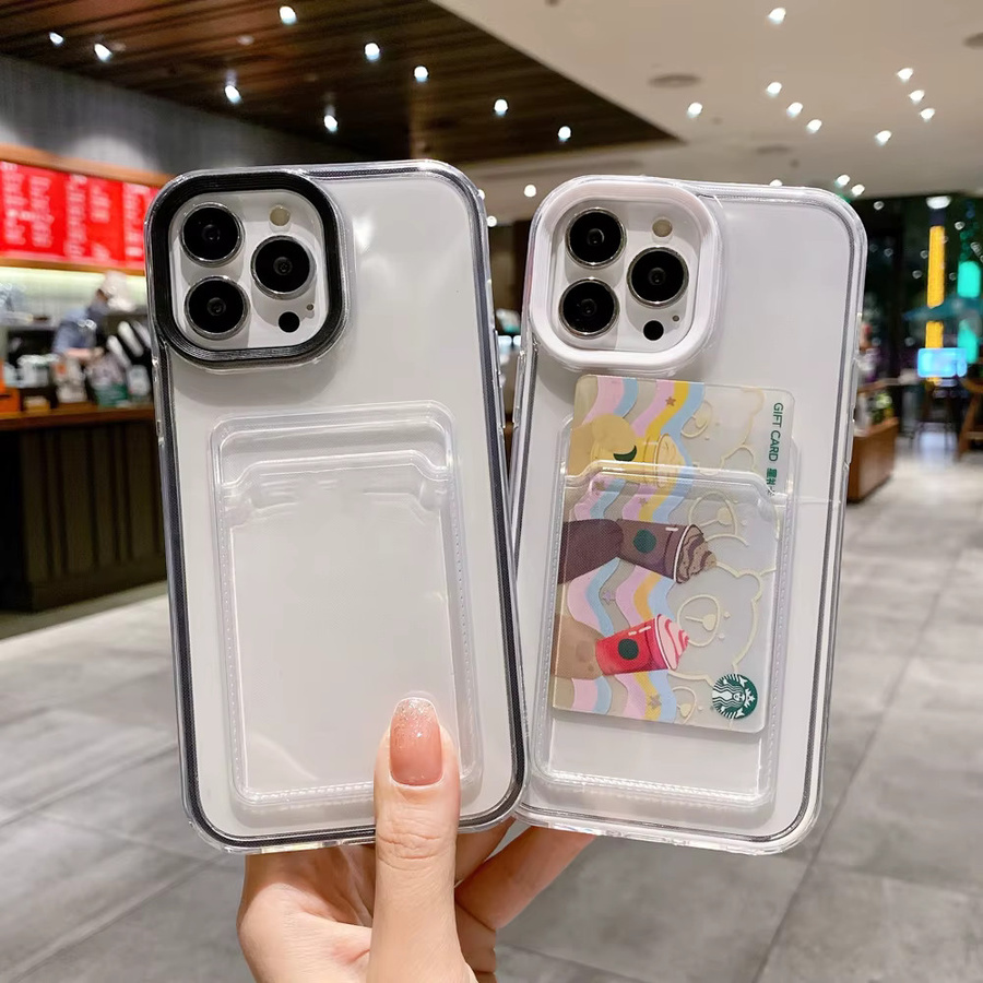 Transparente 3-in-1 Kartensteckplatz Taschenhülle für iPhone in Grün als Soft Cover Wallet - Bild 1