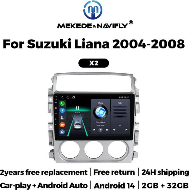 MEKEDE Multimedia Zentrale Radio für Suzuki Liana 2004-2013 mit HD Kamera Unterstützung, Carplay und WIFI in Schwarz - Bild 1
