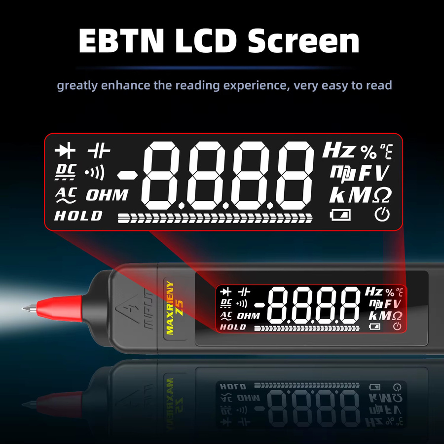 BSIDE Digitales Stift-Multimeter in Schwarz für AC-DC-Spannung, Widerstand, Kondensator, Diode und Hz - Bild 4