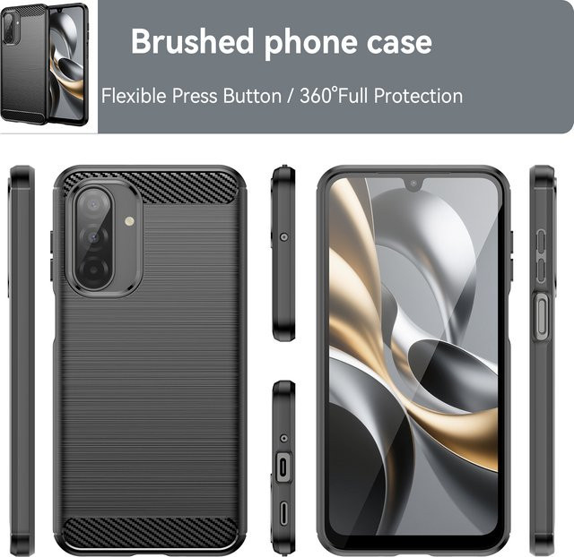 Samsung Handyhülle aus weichem TPU Silikon im Carbon-Design für A17 A07 A56 A55 A54 A36 A35 A34 A26 A25 A24 A16 A15 A06 in Schwarz - Bild 1