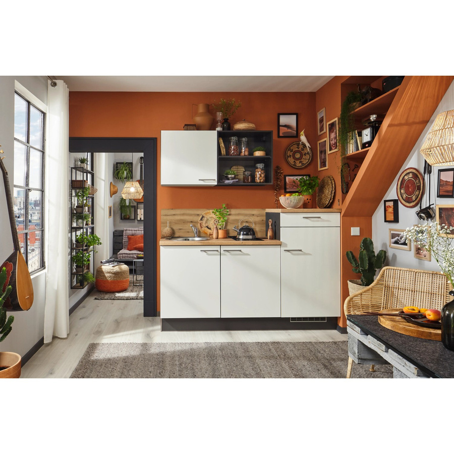 pino Küchenzeile Weiß mit 1 Geräteschrank und Soft-Close-Türen Breite: 180 cm, Höhe: 206,2 cm, Tiefe: 60 cm - Bild 2