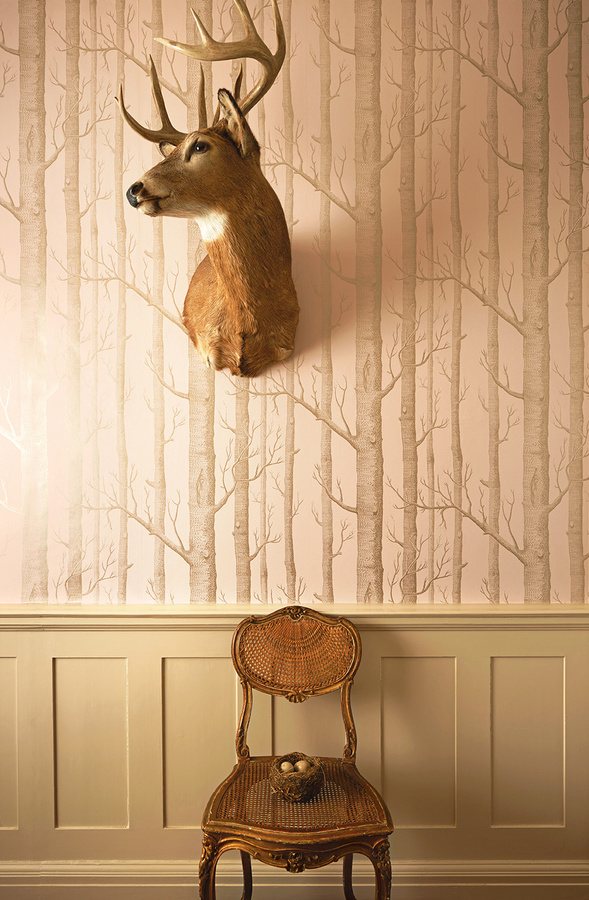 Cole & Son Tapete New Woods Floral in Pink und Gold, Vlies-Tapete mit botanischem Naturmotiv - Bild 1