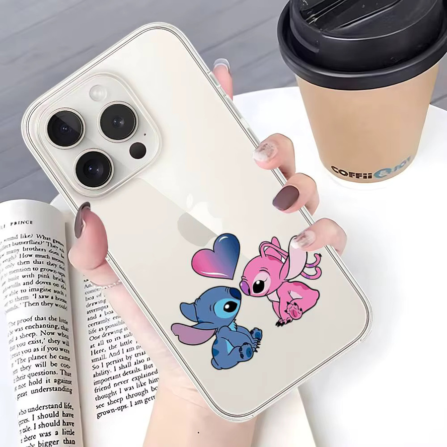 Mesuca Stoßfeste Handyhülle mit Cartoon Stitch Design für iPhone 17 16 15 14 13 12 11 Pro Max Plus Transparent - Bild 4