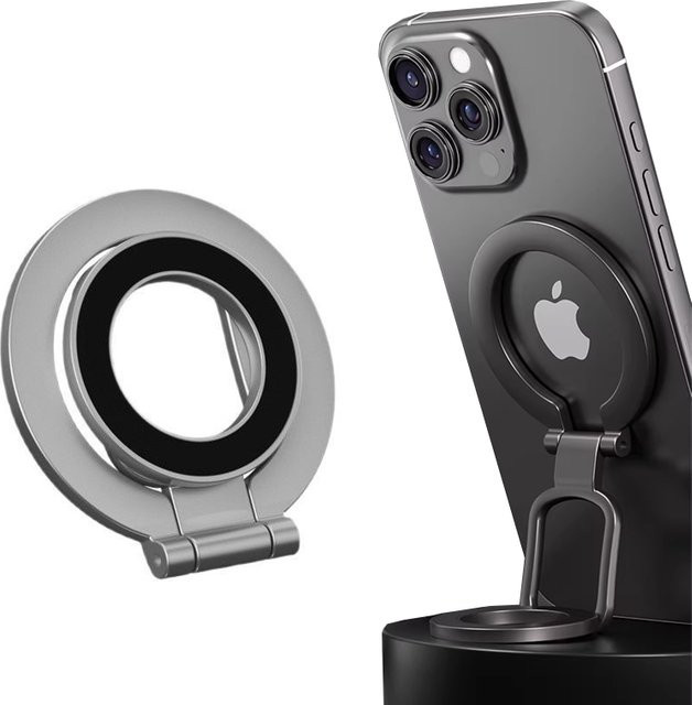 VIKEFON Magnetischer Fingerring-Telefonhalter in Schwarz, faltbarer MagSafe Smartphone-Ständer für iPhone 17 16 Pro Max 15 14 13 12 und Fitnessstudio-Eisenhalterung - Bild 1