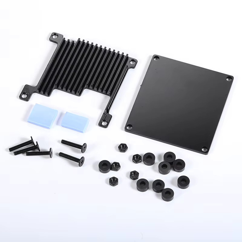 Orange Pi Zero 3 Aluminiumgehäuse in Schwarz mit passiven Silikon-Kühlkörpern für 1 GB und 4 GB Boards - Bild 2