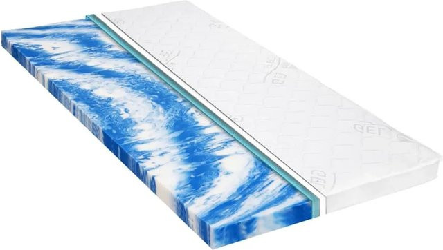 vidaXL Matratzenauflage aus Gelschaum in Weiß und Blau, Höhe: 7 cm, Breite: 160 cm, Tiefe: 200 cm - Bild 1