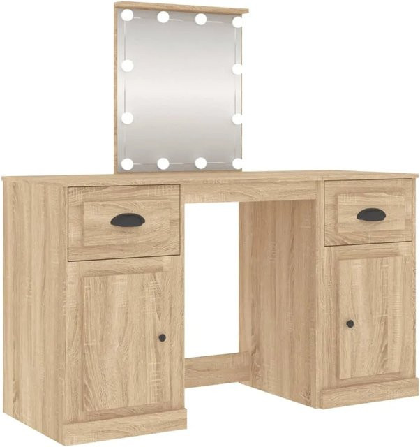 vidaXL Schminktisch mit LED-Leuchten in Sonoma Eiche, B/T/H: 130 x 50 x 132,5 cm - Bild 1