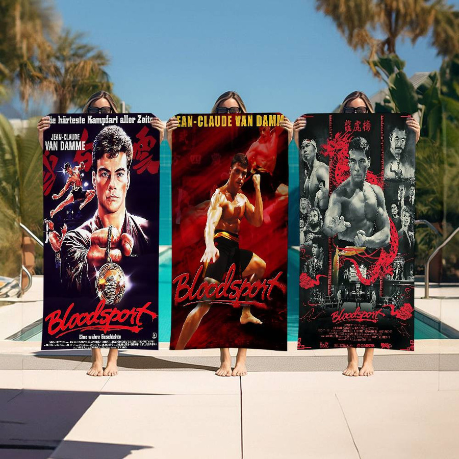 Ka Chen Muda Bloodsport Vintage Film Strandtuch aus Mikrofaser, schnelltrocknend und super saugfähig, Multicolor, Breite: 30 cm, Höhe: 60 cm - Bild 2