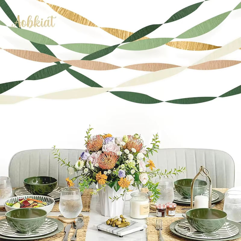5 Stück Papiergürtel im Bohemian Stil in Grün, Gold, Beige und Khaki für Hochzeiten und Partys - Bild 2