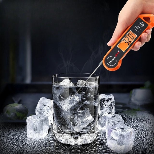 Elektronisches Lebensmittelthermometer in Orange für Grill und Ofen mit schneller Temperaturanzeige - Bild 1