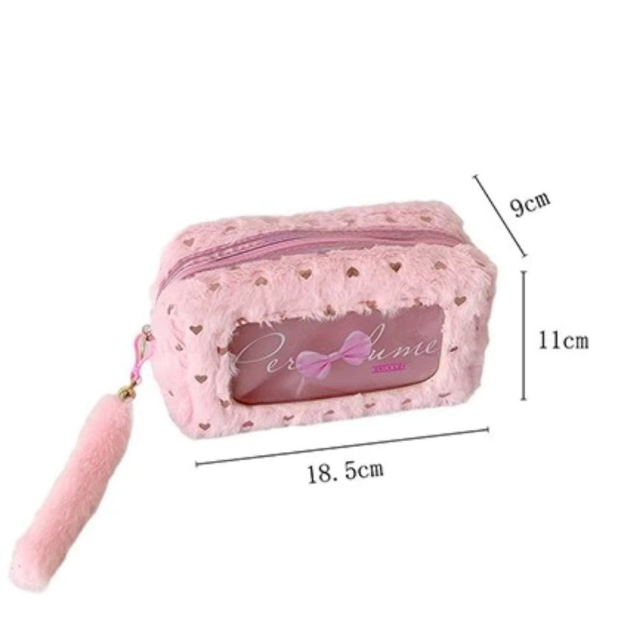 Tragbares Federmäppchen mit Schleife in Pink, multifunktionale Bleistifttasche aus Textil mit großem Fassungsvermögen - Bild 2