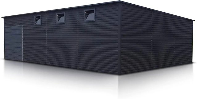 Liderstal Halle Basic Zelthalle aus Stahl mit Trapezprofilblechen in Schwarz, B: 1200 cm, T: 800 cm - Bild 1