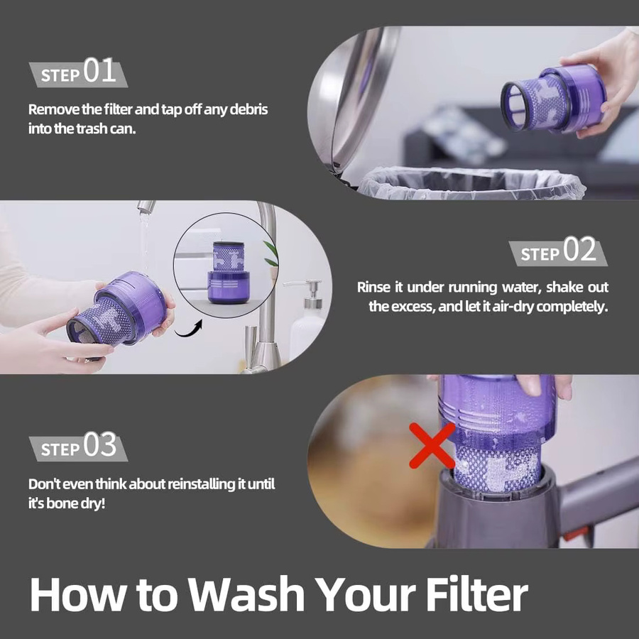 Dyson Ersatzteil-Set für V11 V15 SV14 SV15 SV22: Staubsaugerfilter, Staubbehälter und Weichwalzen - Bild 4