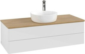 V&B Waschtischunterschrank Antao mit Beleuchtung, Farbe Weiß und Eiche Honig, B/T/H: 120 x 50 x 50 cm - Bild 1
