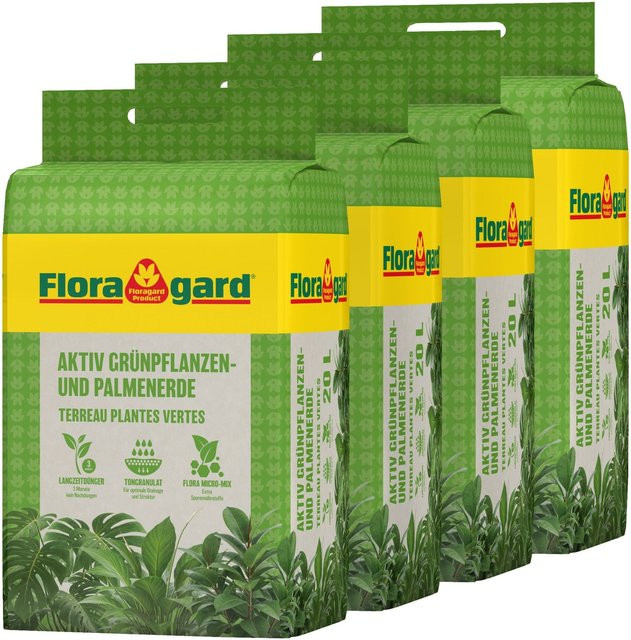 Floragard Aktiv Grünpflanzen- und Palmenerde Spezialsubstrat, 4 x 20 l - Bild 1