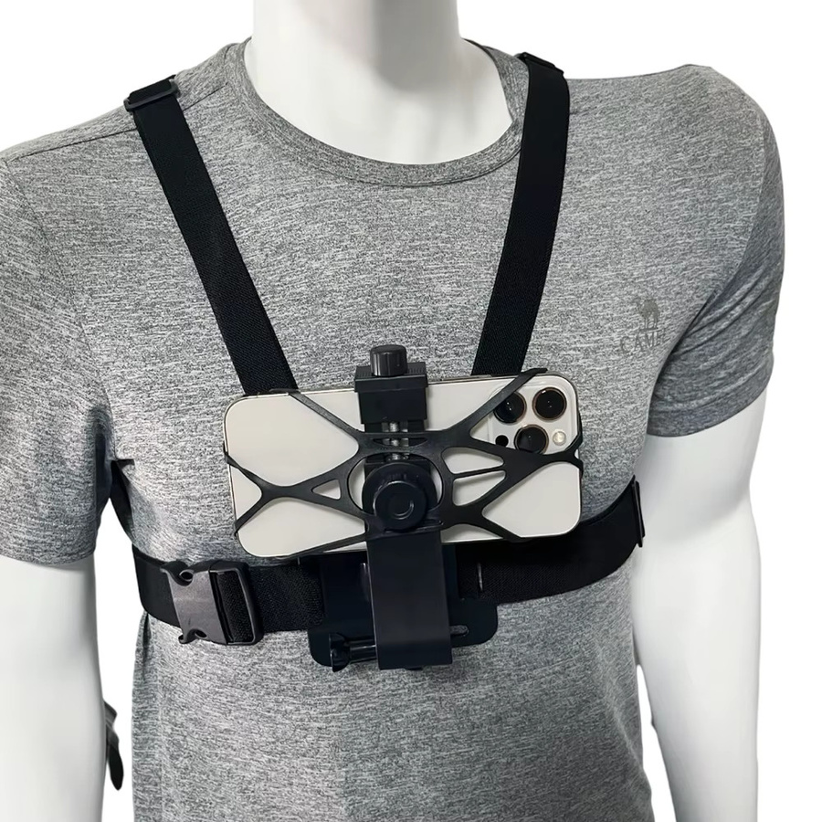 VeFly Brustgurt-Halterung für Mobiltelefone und Action-Kameras wie GoPro Hero 12, 11, 10, 9 sowie DJI Action in Schwarz für POV-Aufnahmen - Bild 2