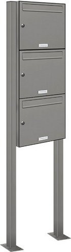 AL Briefkastensystem für 3 Parteien, grau, B/H/T: 46,5 x 170 x 11,6 cm - Bild 1