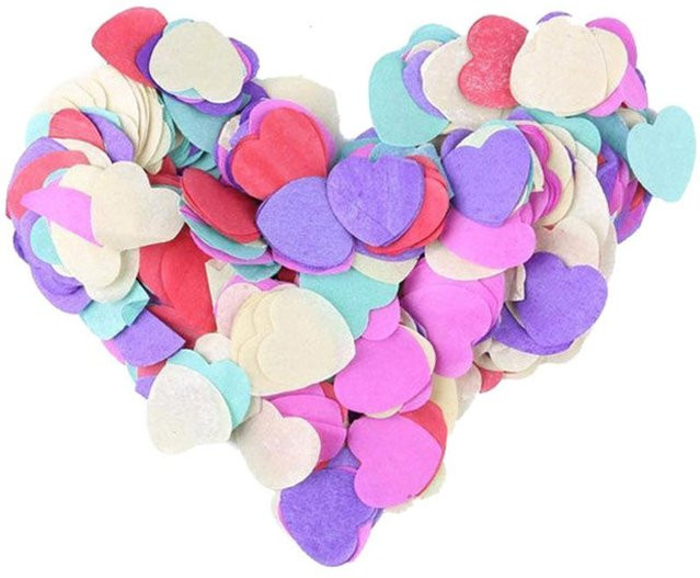 1200 Stück buntes Herz-Konfetti aus Papier in Purple und Multicolour für deine Hochzeitsfeier von DIYelecs - Bild 1