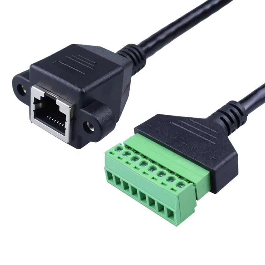 JCD RJ45 auf Schraubklemmenblock Ethernet Netzwerkadapter 8-Pin Stecker und Buchse in Schwarz - Bild 2