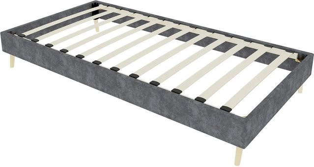 okwish Bettgestell aus Samt in Grau für dein Schlafzimmer, B/T: 90 x 200 cm - Bild 1