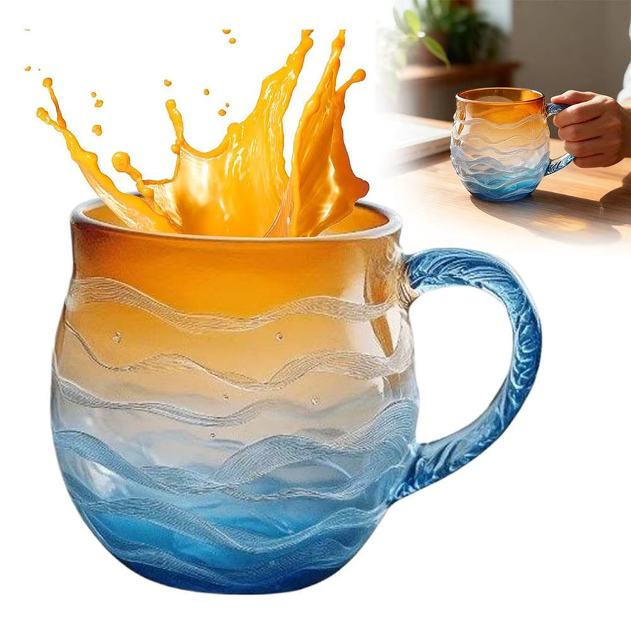 eelhoe Seeglas-Sonnenuntergang-Becher mit Löffel, Mehrfarbig, Kaffeetasse aus Glas - Bild 4
