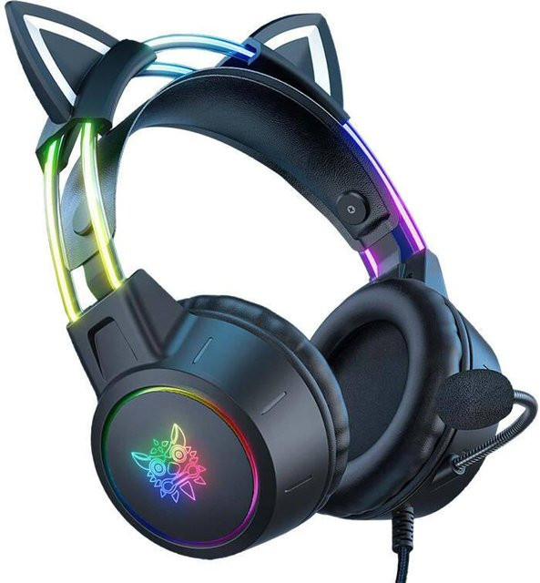 ONIKUMA X15 PRO Gaming-Kopfhörer mit Katzenohren in Schwarz - Bild 1