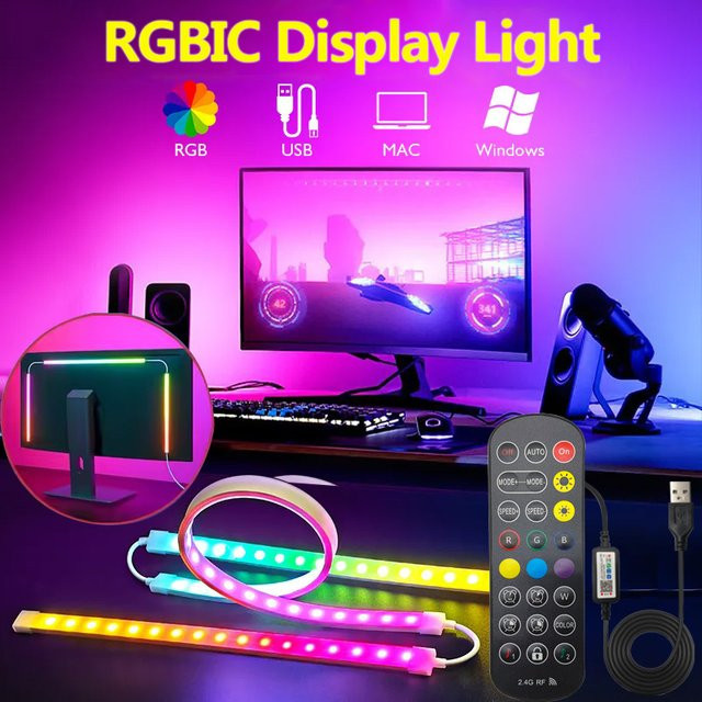 Adiodo Smart RGBIC LED Streifen für Gaming PC und Monitor als Hintergrundbeleuchtung, Multicolour, USB-Anschluss - Bild 1
