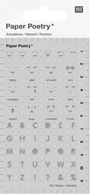Rico Design Paper Poetry Bullet Diary Schablone Emotions transparent B: 7 cm, H: 12 cm - Bild 1