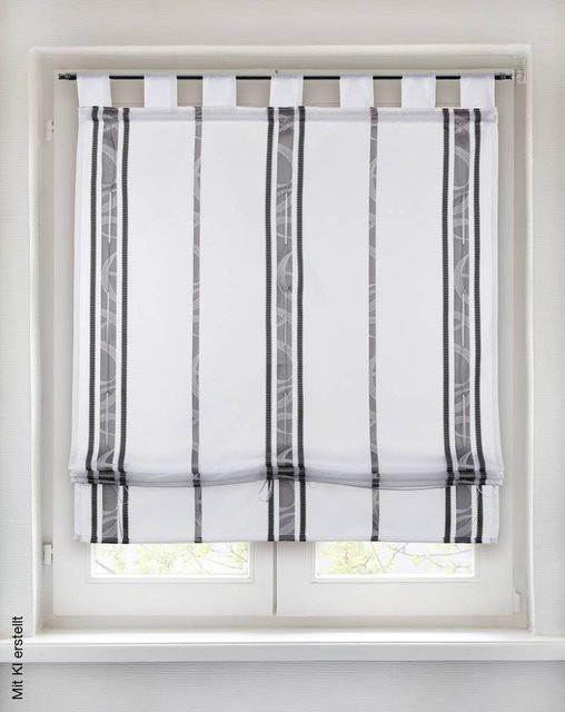 POCOline Bändchenrollo Klara grau gestreift aus Polyester, Breite: 100 cm, Länge: 140 cm - Bild 1