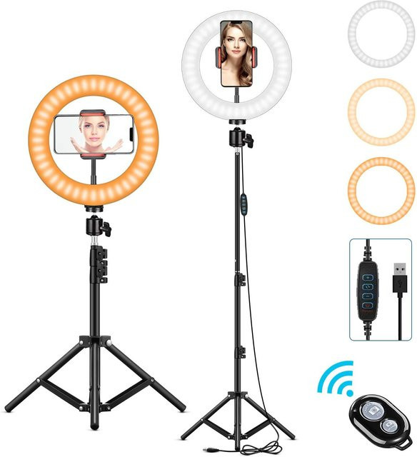 BTFOOR LED Ringlicht Set mit Stativ für Fotografie und Video in Schwarz - Bild 1