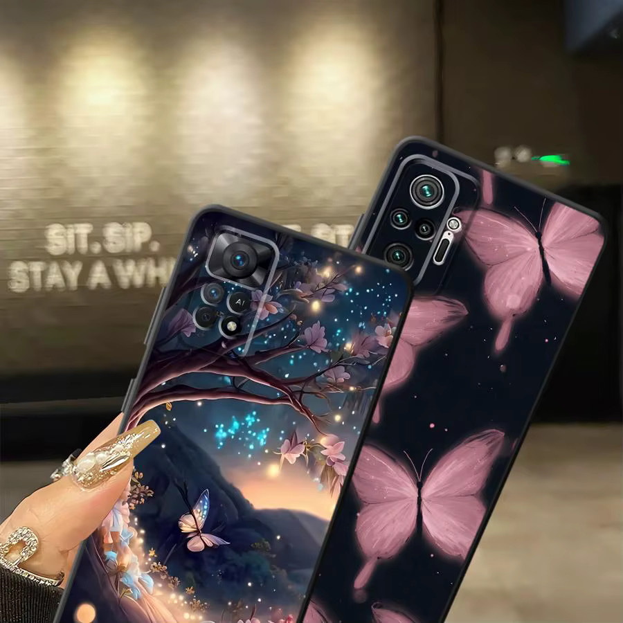 Schmetterling Handyhülle für Xiaomi Redmi Note Serie in Schwarz mit weichem Material - Bild 5