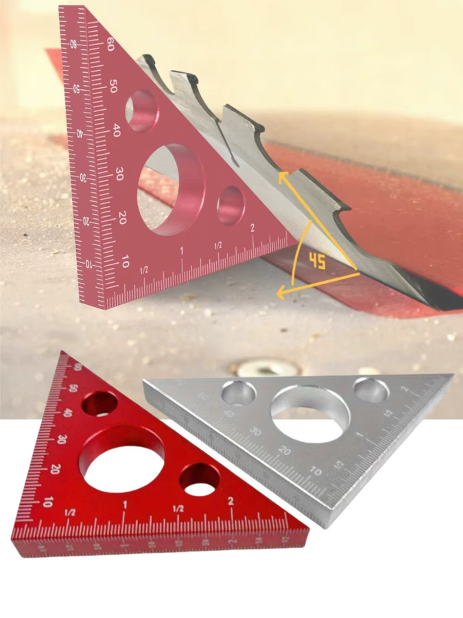 GDART Winkellineal aus Aluminium für Holzbearbeitung in Silber und Rot mit imperialen und metrischen Höhenmesswerkzeugen - Bild 3